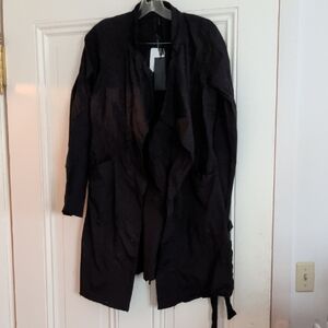 Black Draped Belted Jacket
